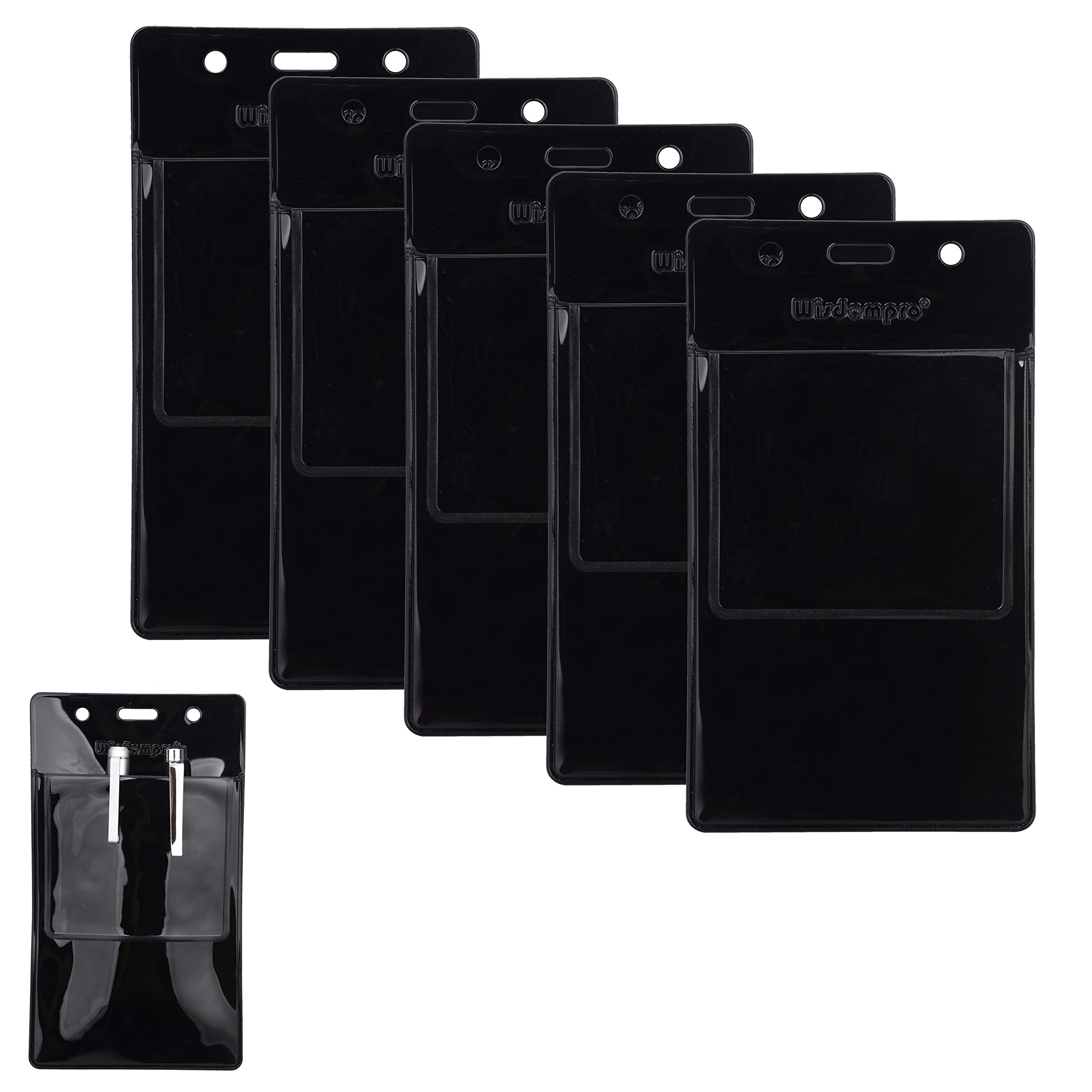 Wisdompro 5 Pack Heavy Duty Pocket Protector for Shirts, Lab Coats, Pants - Multi-Purpose - Holds Pens, Pointers, Cards, and Notes - Black