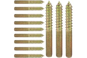 Zorveiio 12 Pack 3/8-16 x 3 Inch Hanger Bolts, Double Headed Bolts Wood Dowel Screw, Self-Tapping Screw for Furniture/Wood Joint