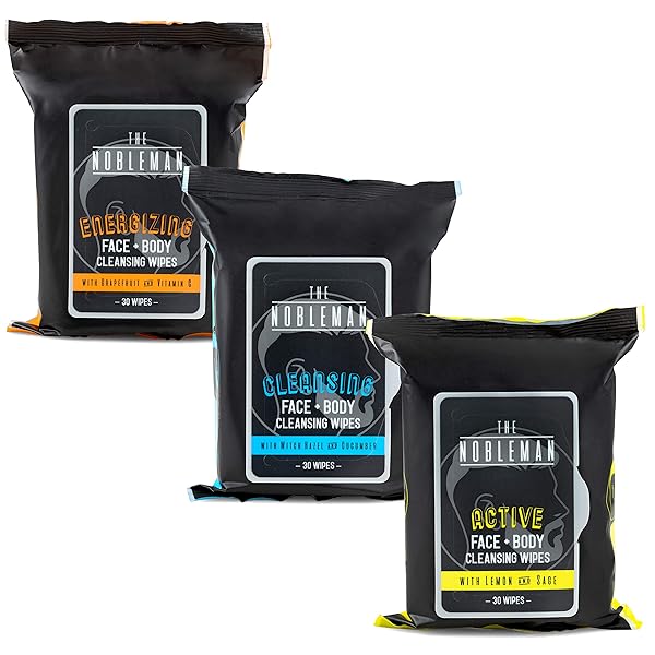 MEN’S ACTIVE/CLEANSING/ENERGIZING FACE + BODY CLEANSING WIPES – 3 PACK (90CT)