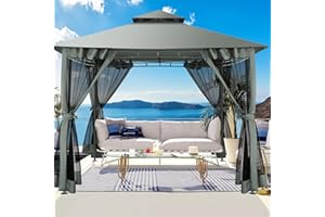 HOTEEL 10'x10' Outdoor Gazebo para Patio on Clearance with Netting, Waterproof Canopy Tent with Heavy Duty Steel Frame, High Wind-Resistant Shelter for Backyard, Deck & Garden (2025 Upgraded)