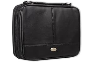 Christian Art Gifts Faux Leather Bible Cover for Men and Women | Ichthus Jesus Fish Emblem Zippered Two-Fold Organizer Case for Bible or Book w/Handle