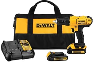 DEWALT 20V Max Cordless Drill Driver Set, 2 Speed, High Performance Motor, Includes 2 XR 1.3Ah Li-Ion Batteries, Charger and Contractor Bag (DCD771C2)