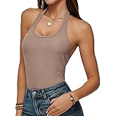BESTPOEM Halter Tops for Women 2025 Summer Backless Going Out Crop Tops Cute Workout Y2K Shirts Trendy Camisole Light Coffee Small