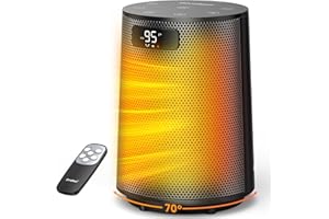 GiveBest Space Heater, Electric Portable Heaters for Indoor Use with Thermostat and Remote, 70°Oscillation, Digital Display, 12H Timer, 1500W PTC Ceramic Fast Safety Heat for Office Bedroom Home Desk