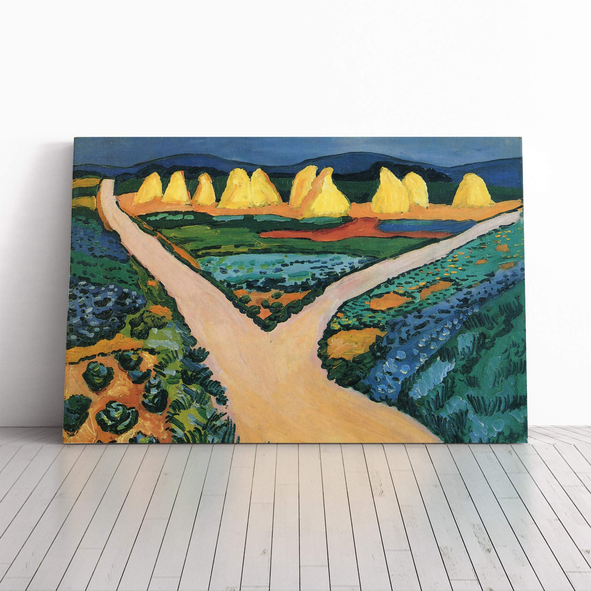 August Macke Vegetable Fields Canvas Print | Gallery Wrapped 30mm Frame Wall Art | 20x14 inches | Ready to Hang | Modern Landscape Picture | Living Room Bedroom Lounge Office