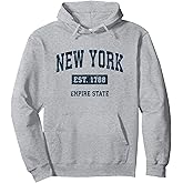 New York Vintage Athletic Sports Design Navy Print Pullover Hoodie