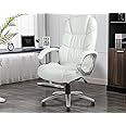 Ergonomic Office Chair, PU Leather High Back Office Chairs with Wheels and Arms, Adjustable Height Comfortable Executive Chair Home Office Desk Chair, 90-120 Degree Tilt, 250 Lbs Load, White