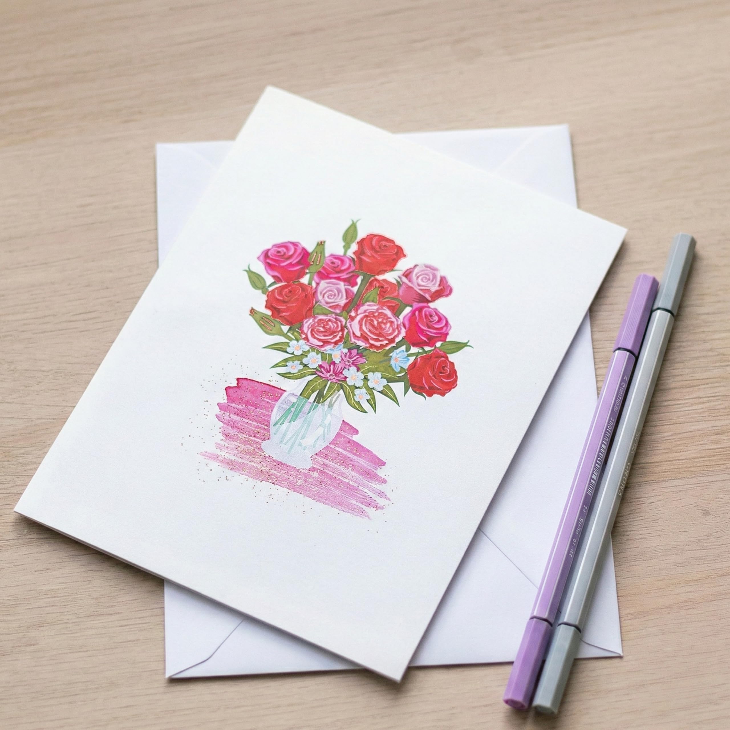 Magic Moments® Pop Up Karte Blumenstrauß mit roten Rosen – Besondere Valentinstag Karte, 3D Geburtstagskarte für Frau, Freundin, Mama – Glückwunschkarte zum Hochzeitstag, Jahrestag inkl. Umschlag 4