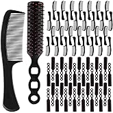 JJUNW 60 Pcs Hair Brush and Comb Set, Bulk Hair Brushes for Homeless Individually Wrapped, Lightweight Hair Brush and Comb for Women, Kids, Hotel Travel (Black)