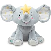 Cuddle Barn Twinkling Starlight Animated Plush Elephant Glows w/Music, 11" | 15 Min of Instrumental Music, 5 Lullabies, Volume Control, Nightlight Mode, Color Changing Lights, Gift for Toddlers &amp; Kids