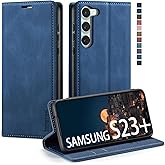 Samsung Galaxy S23+ Plus 5G Wallet Case with [RFID Blocking] Card Holder Kickstand Magnetic,Leather Flip Case Wallet for Samsung Galaxy S23+ Plus 5G 6.6 Inch (Blue)