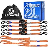 Ratchet Straps 4 Pack - 1,826 Lbs Break Strength 1 in x 15 Ft Medium Duty Ratchet Tie Down Straps with S Hooks Set for Truck, Cargo Van, Trailer, Motorcycle (Orange)