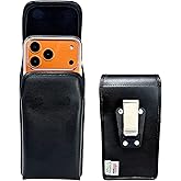 Turtleback Belt Clip for iPhone 17 ProMax or 17 Plus -Small- Fits w/Slim MagSafe or TechWoven Style Cases, Premium Black Leather, Vertical Belt Holder, Magnetic Closure HD Rotating Belt Clip