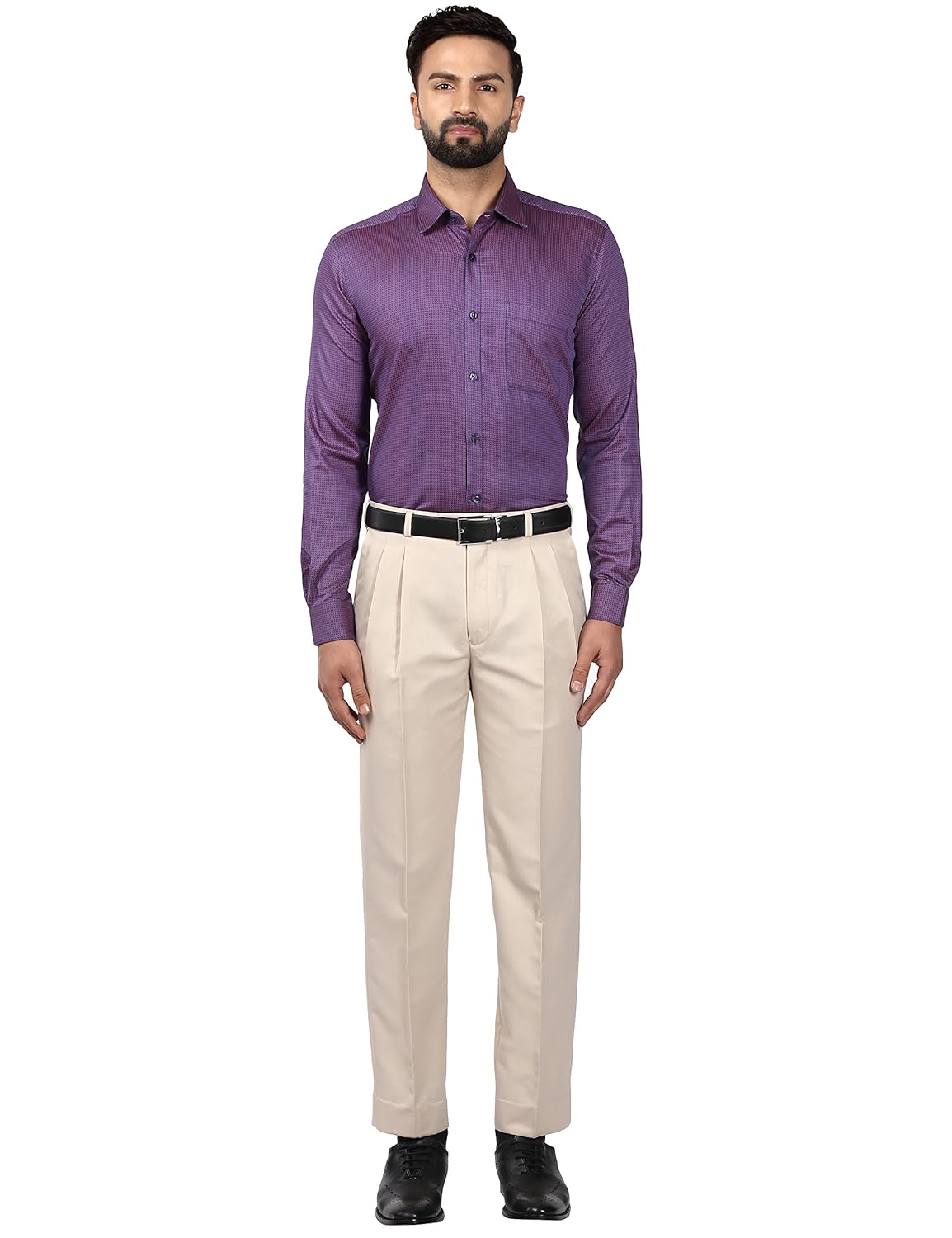 raymond men's pleat-front formal trousers