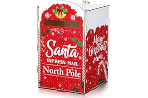 Chinco Christmas Mailbox Letters to Santa - North Pole Delivery for Outside Home Classroom - Kids Gift Wish List Red Decorations (Candy Cane Pattern)