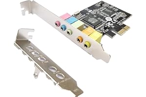 HINYSENO PCI-E CMI8738 5.1 Channel Stereo Sound Card Signal-Noise-Reduction Win XP/Win 7/ Win 8/ Win 10, 32Bit 64Bit
