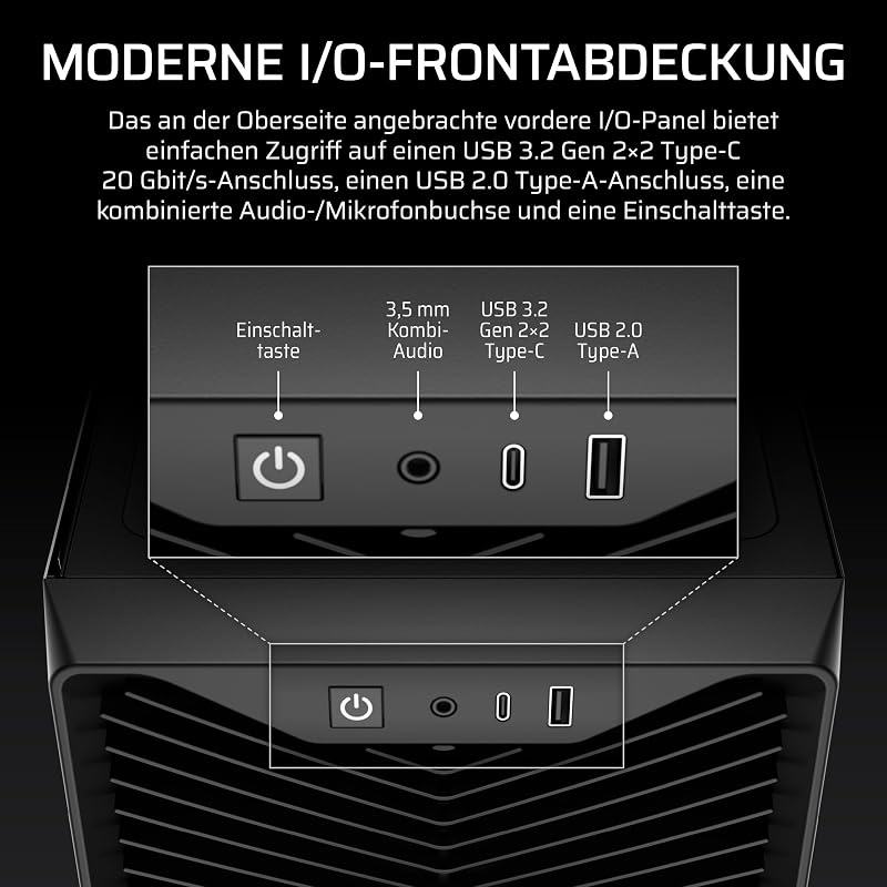 3200D RS Mid-Tower ATX PC-Gehäuse – Schwarz