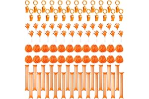 Yunsailing 96 Pcs Noisemakers Team Spirit Accessories Include 24 Hand Clappers 24 Cheerleading Pom Poms 24 Thunder Stick 12 Cheer party blowers 12 Plastic Whistle for Spirit Week Sport(Orange)