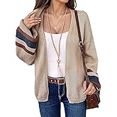 Flamingals Women's Lantern Long Sleeve Open Front Cardigan Soft Lightweight Pointelle Knit Fall Outerwear Fall