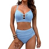 Blooming Jelly Womens High Waisted Bikini Sets Tummy Control Swimsuits Ribbed Two Piece Bathing Suit O Ring Swim Suits 2025
