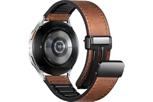 Charlam Magnetic Leather Bands Compatible with Samsung Galaxy Watch 7 Band 6 5 4 FE Active 2 40mm 44mm/Watch 6/4 Classic/Watch 5 Pro/3, 20mm Genuine Leather Straps for Samsung Watch Bands Men Women
