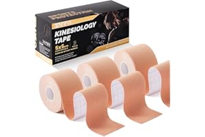 ZVTQ Kinesiology Tape (3 Rolls) - Acrylic Adhesive Muscle Tape - Waterproof, Breathable, Hypoallergenic for Muscle Support & Injury Recovery - Sports Tape, Athletic Tape (Beige)
