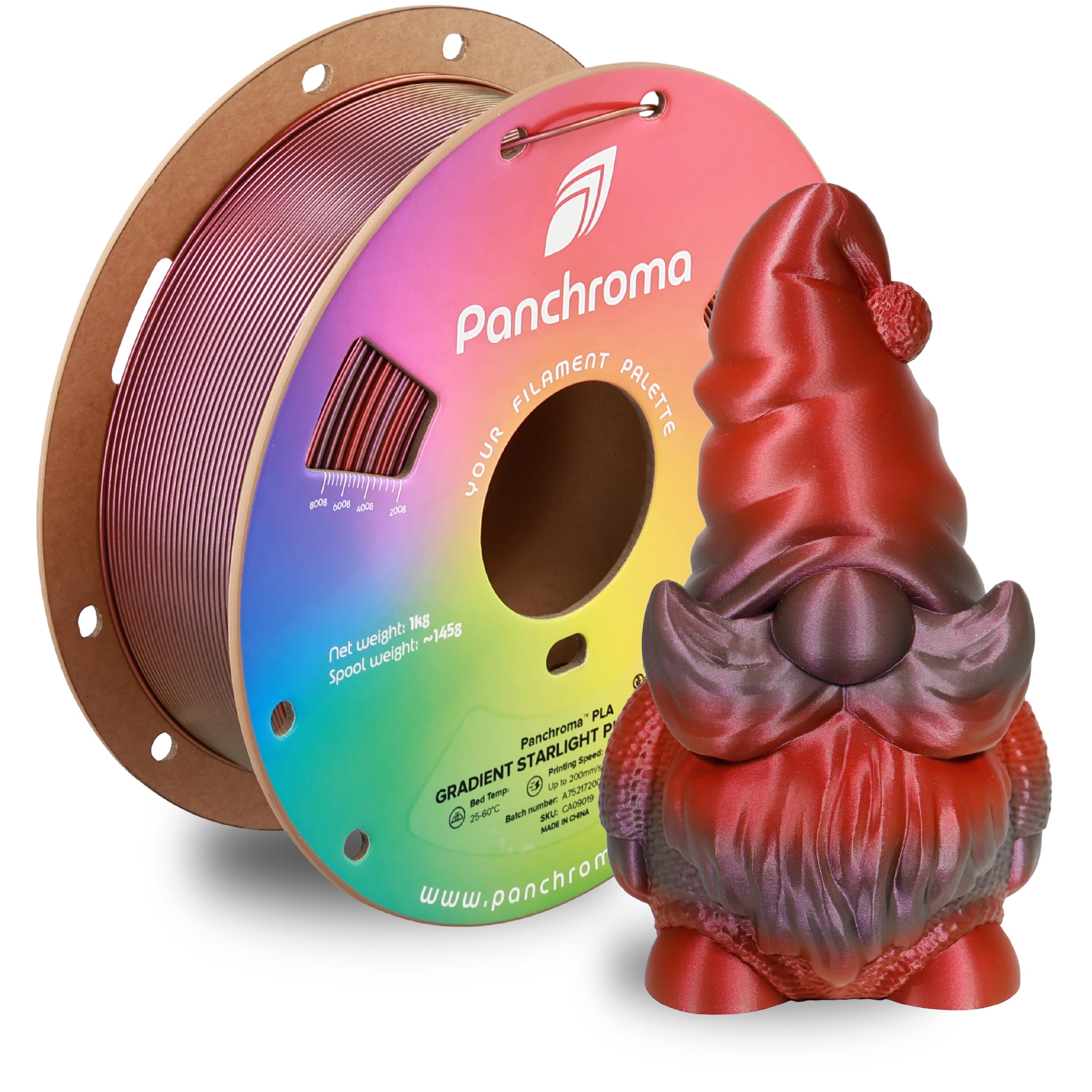Polymaker Panchroma Gradient Starlight PLA Purple-Red 3D Printing Filament, 1.75mm 1KG, Premium Gradient PLA, Easy to Print, AMS Compatible, Perfect for Figurines, Tabletop Models, Ornaments, Jewelry Image