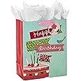 Large Pink Birthday Gift Bags With Handles - 13 Inch Party Favor Bags With Tissue Paper Included