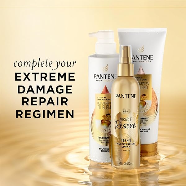 PANTENE MIRACLE RESCUE 10IN1 MULTITASKING SPRAY – HEAT PROTECTION, DETANGLES, REPAIRS DAMAGED, DRY HAIR, IMPROVES SHINE, LEAVE-IN CONDITIONING TREATMENT WITH KERATIN AND PRO-VITAMIN B5, 5.7 OZ