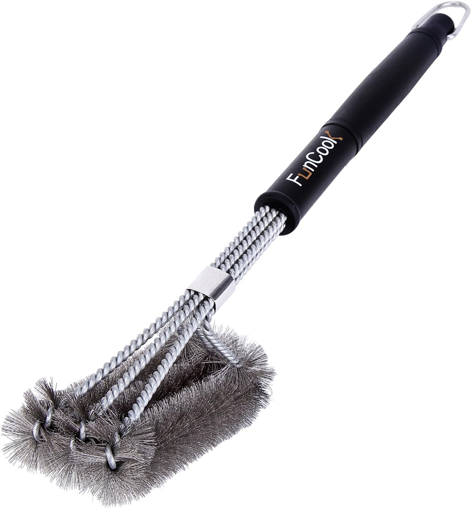 FunCook BBQ Grill Brush By, 18" Best Barbecue Grill Cleaner, 3 Stainless Steel Brushes in 1, Effective and Durable,A Great Gift for All Barbecue Lovers
