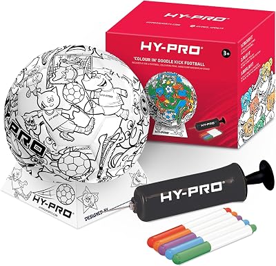 Hy-Pro Doodlekick Colour In Football Size 2 with Pump Stand Pens Set
