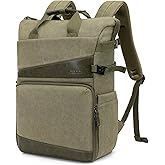 MOSISO Camera Backpack, DSLR/SLR/Mirrorless Camera Bag Case with Tripod Holder&15-16 inch Laptop Compartment&PU Handle, Canvas Photography Backpack Compatible with Canon/Nikon/Sony, Olive Yellow