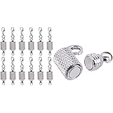 KONMAY 10 Sets Rhodium Screw-in Magnetic Necklace Clasps, Safety Magnetic Converter Clasps for Jewelry Making