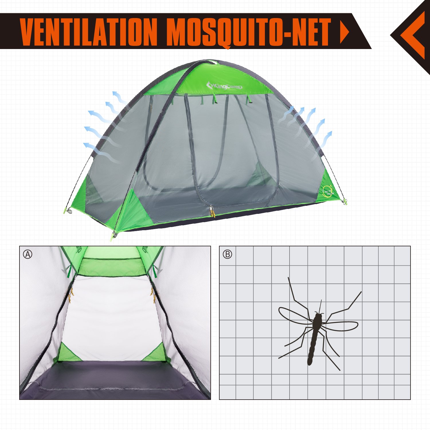 KingCamp Pop-up Free-standing Mesh Tent Breathable Mosquito-Net 1-Person Indoor and Outdoor Play Tent