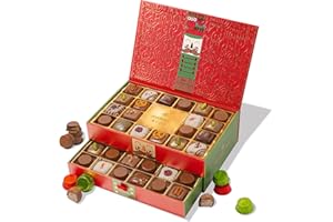 Chocolate Gift Basket, Candy Food Gifts, Gourmet Snack Box, Holiday Present Idea, Corporate Him & Her, Men, Women, Two-Tier Box with Assorted Belgian Truffles, 10+ Flavors, Bonnie and Pop (Red)