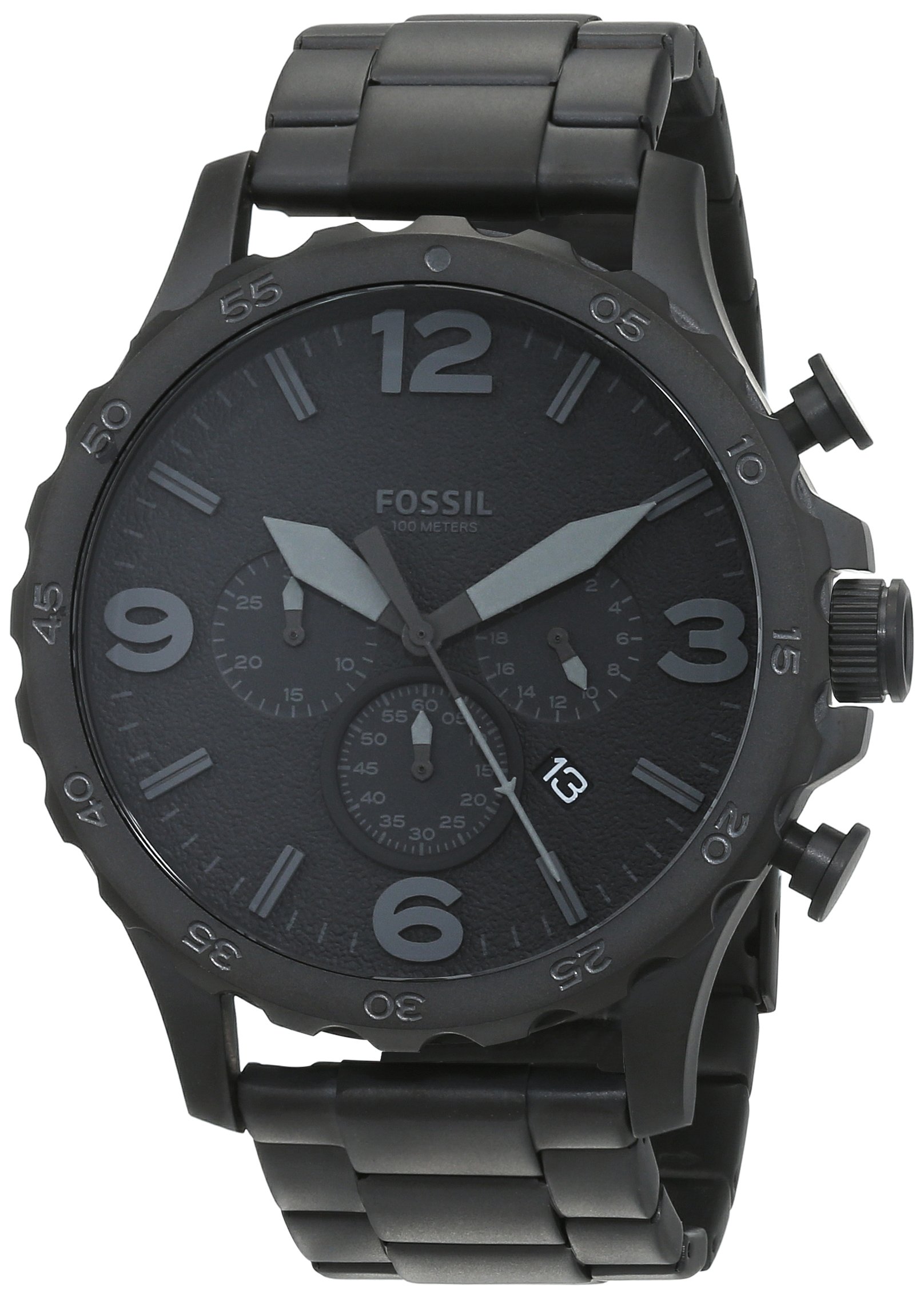 Fossil Men's Nate Quartz Stainless Steel Chronograph Watch, Color Black (Model JR1402) Amazon