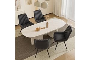 Daluvenix Mid Century Modern Dining Chairs Set of 4, Soft Cushion Upholstered Fabric Kitchen Chairs, Black