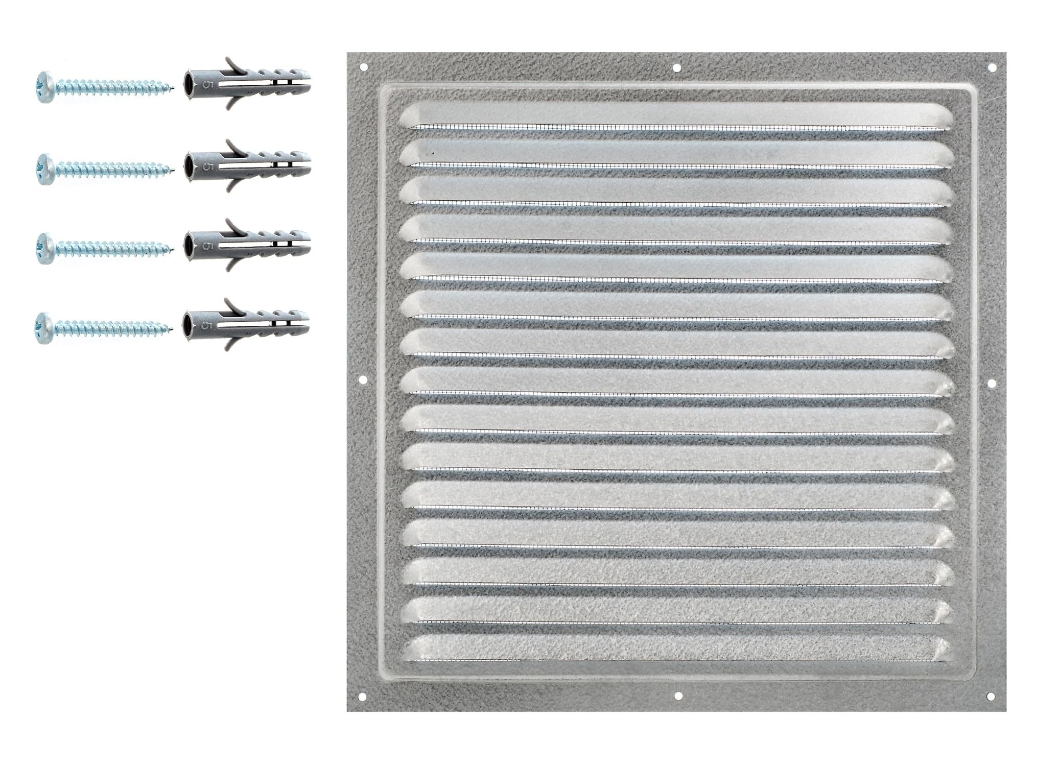 Metal Air Vent Cover – Galvanised Steel Ventilation Grille with Insect Mesh – Indoor & Outdoor Vent Grid, Low‑Profile 8 mm, Rust‑Resistant Protective Net. (30 x 30 cm)