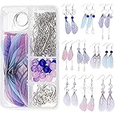 SUNNYCLUE 1 Box DIY 10 Pairs Butterfly Dragonfly Wing Earring Making Kits Moon Star Charms Fabric Wings Decoration & Glass Beads with Jump Rings for Handmade Earrings Beginner, Mixed Color