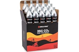 Gorilla Force 25g CO2 Cartridges - Threaded | Box of 15 | for Bike Tire Inflators