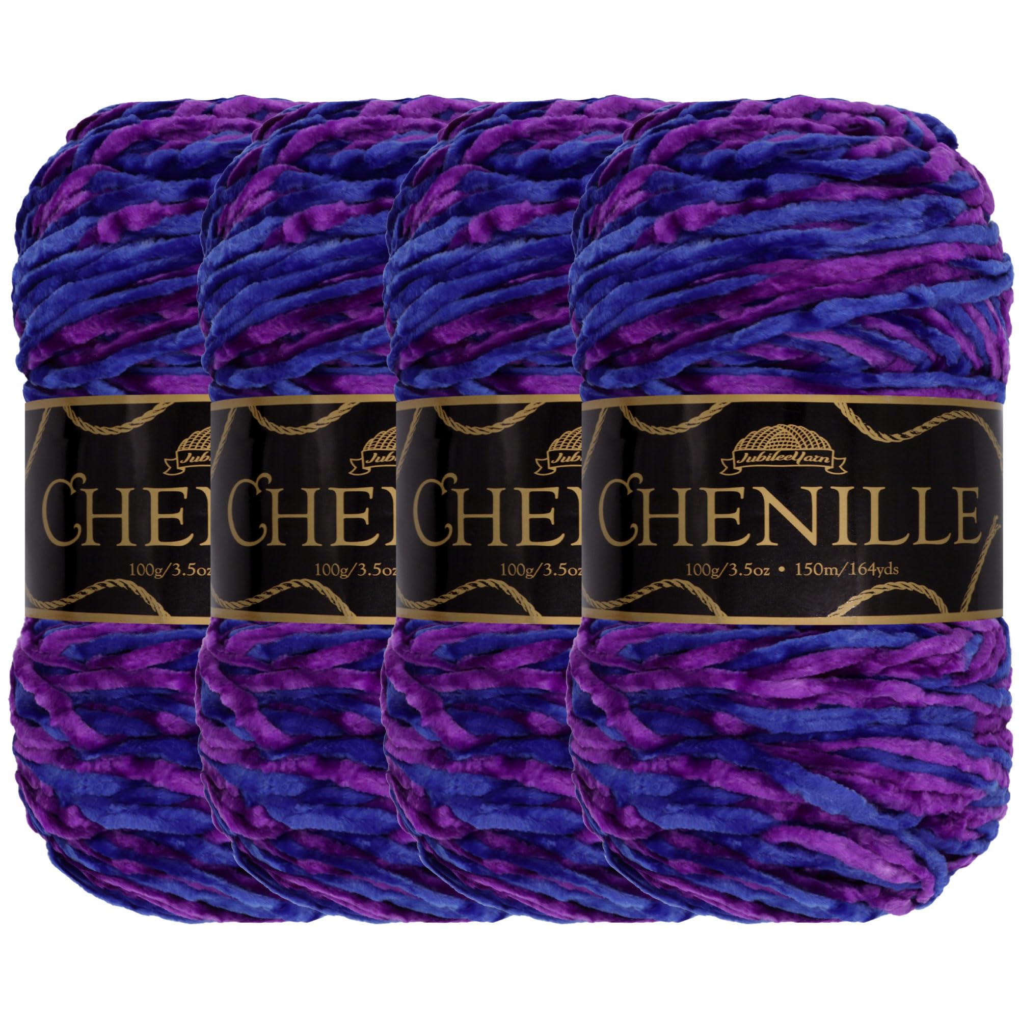JubileeYarn Chenille Yarn - Worsted Weight - 100g/Skein - Elysium - 4 Skeins