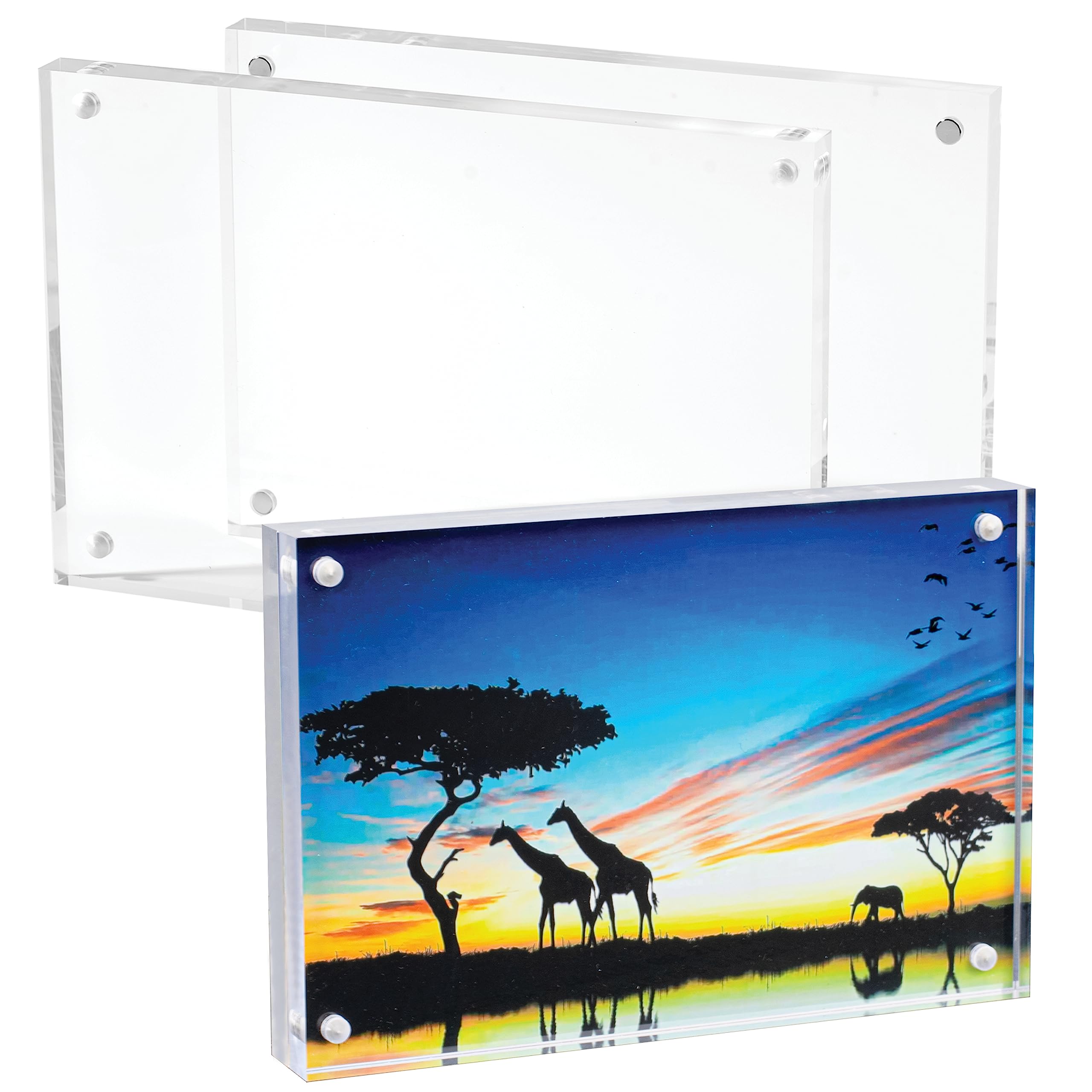 Mammoth 4x6 Inches / 10.2x15.2 CM Acrylic Picture Frame - Frameless & Thick Design - Ideal for Photos, Photo Cubes & Glass Picture Displays