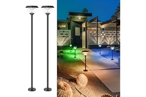 Lovus Outside Solar Lamp Post Light 2 Pack, 56" Solar Pathway Lights Outdoor Color-Changing, Weatherproof, Solar Landscape Lighting with Disco & Gradient Modes, Ideal for Patio Garden, SF-011-2