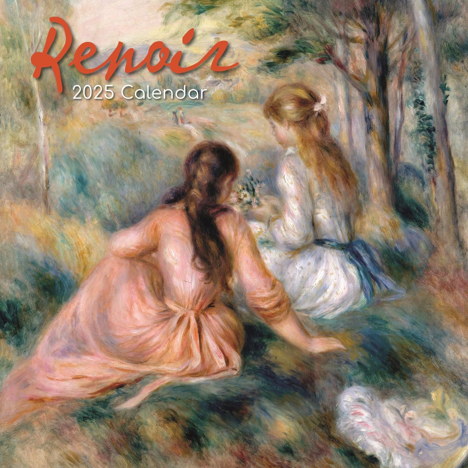 2025 Square Wall Calendar, Renoir, 16-Month Arts & Antiques Theme with 180 Reminder Stickers (30 x 30 CM)