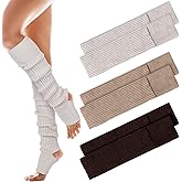 Twistover 3 Pairs Cashmere Winter Dance Leg Warmers Wool Knitted Stirrup Leg Warmers for Women Girls Ballet Dance Yoga