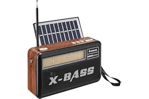 G Keni Retro Shortwave Radio Portable AM FM with Rechargeable Battery Operated, Bluetooth Vintage Radio Strong Reception, AUX/USB/TF Card Input, Solar Panel, Large Knob, Big Speaker, Emergency Light
