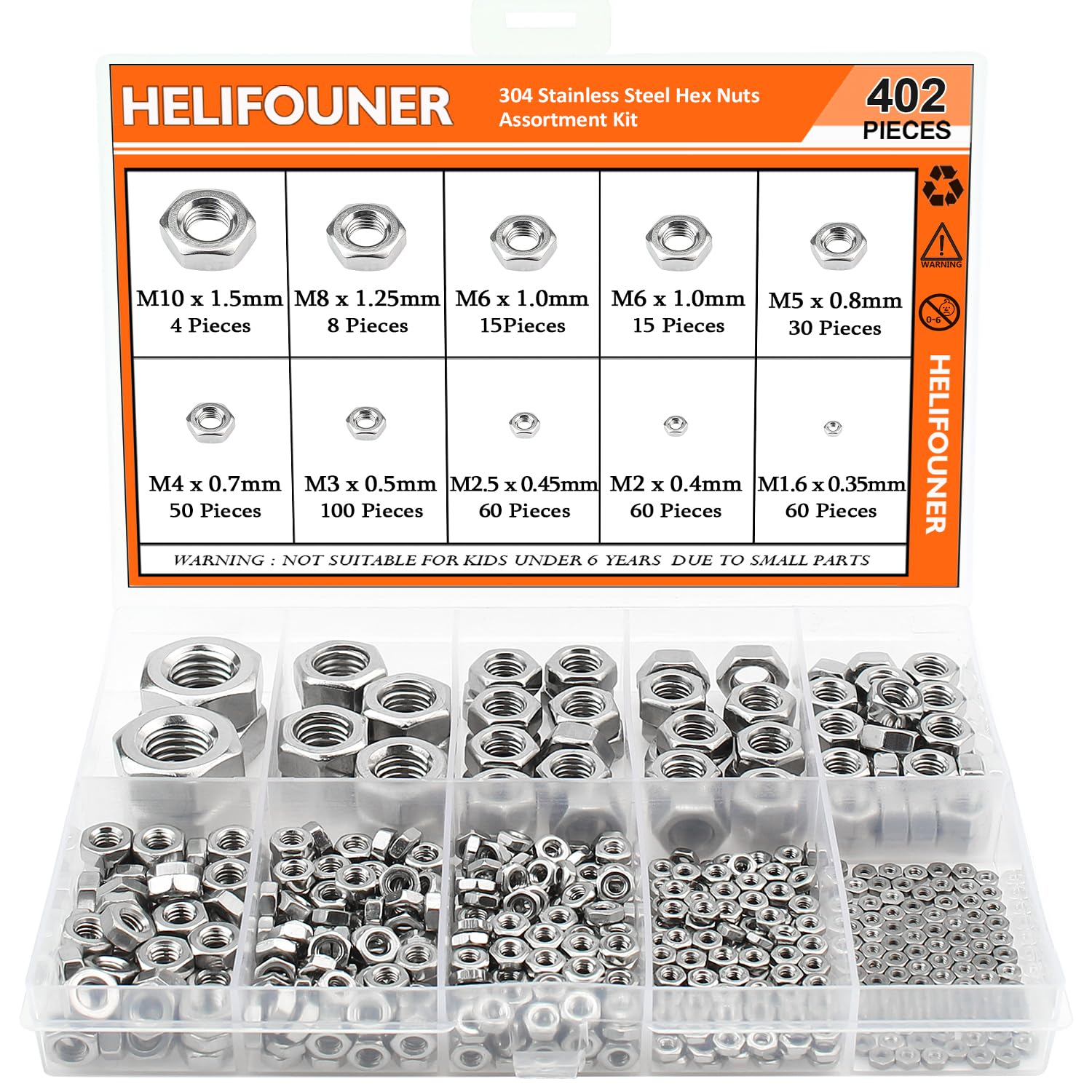 thumbnail image 2 of HKH] 304 Stainless Steel Hex Hexagon Nut For M1 M1.2 M1.4 M1.6 M2 M2.5 M3 M4 M5 M6 M8 M10 M12 M16 M20 M22 Screw Bolt I.1434917916 2 of 10