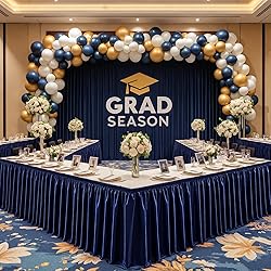 17ft Length Glitter Navy Blue Table Skirt for 8ft