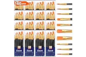 ESRICH Acrylic Paint Brushes Set, 16Packs/160Pcs, Nylon Brush Head, Suitable for Acrylic,Oil,Watercolor,Rock Body Face Nail Art,Perfect Suit of Art Painting,Best Gift for Kids Adult Drawing(Black)