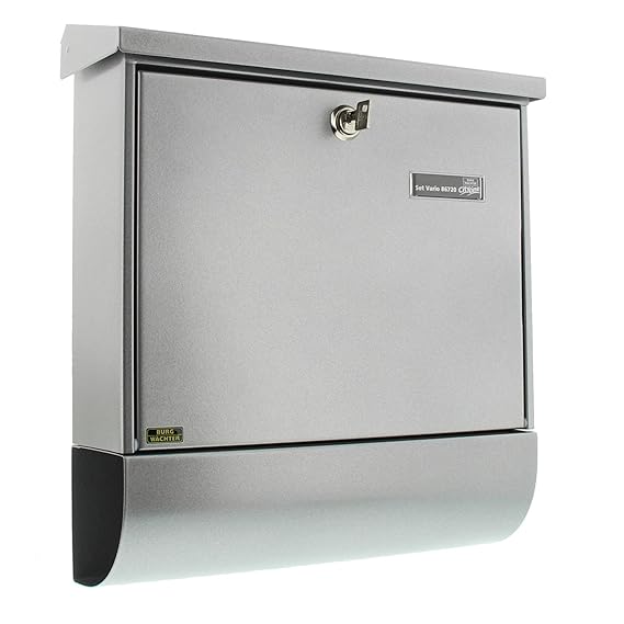 BURG-WÄCHTER, Briefkasten-Set mit Zeitungsbox A4 Einwurf-Format, Verzinkter Stahl, Set Vario Si, Silber